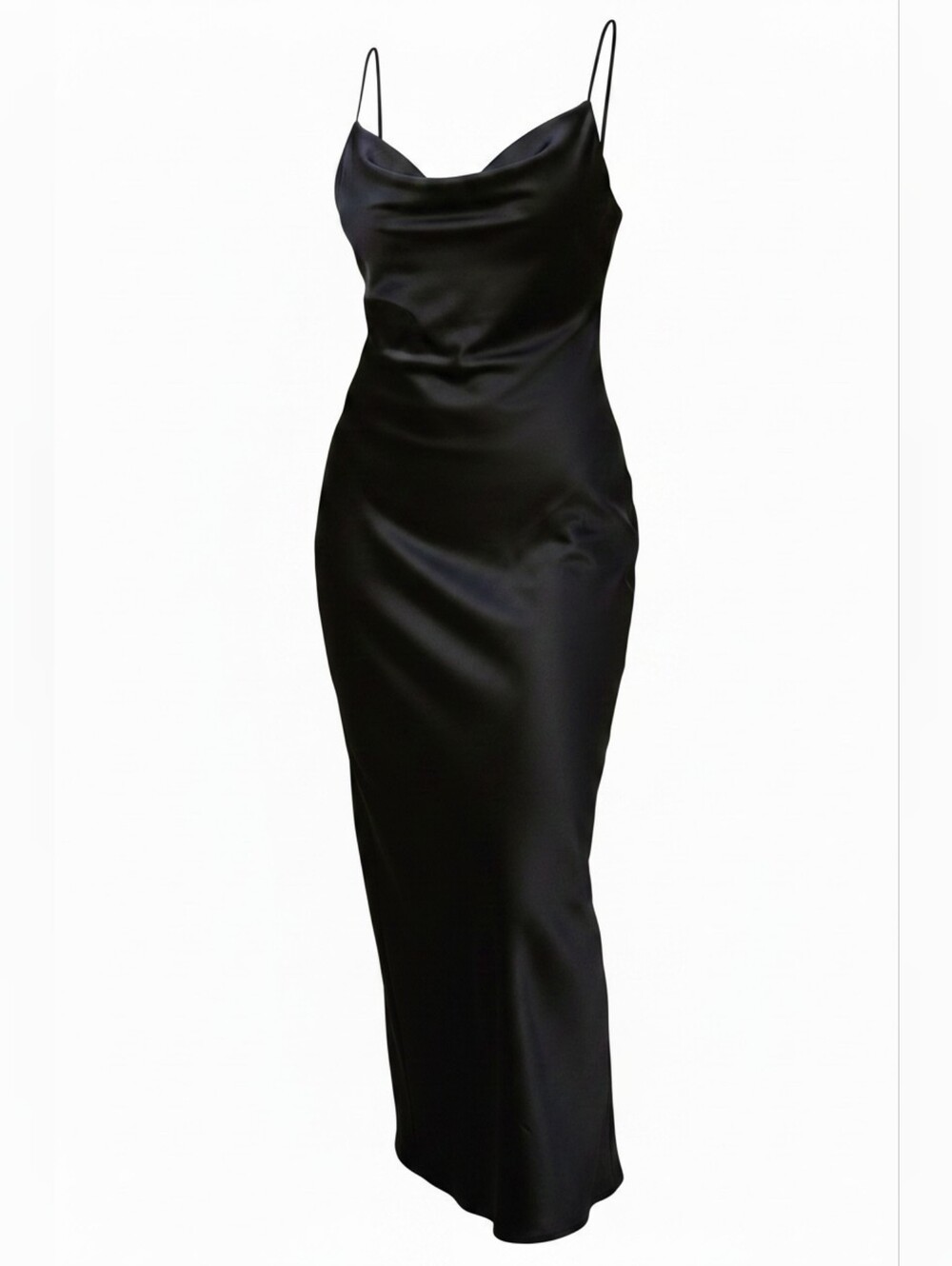 Elegant Black Satin Evening Dress - Picture 2 of 4